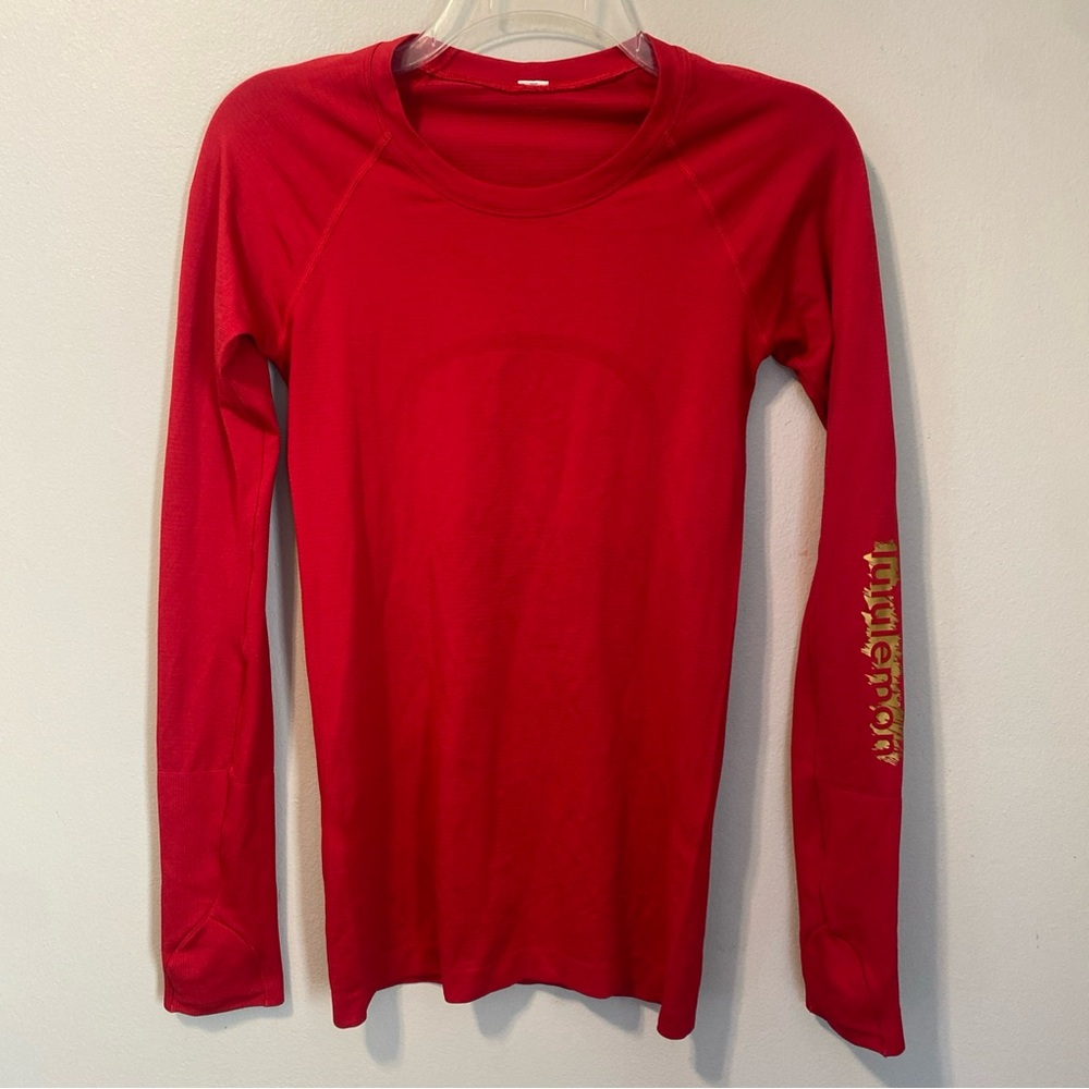 Lululemon Swiftly Tech 2.0 Rare Longsleeve Lunar Year Red Spellout